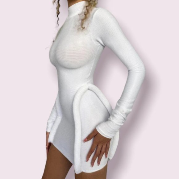 White Allure Sculpted Mini Dress - Picture 2 of 6